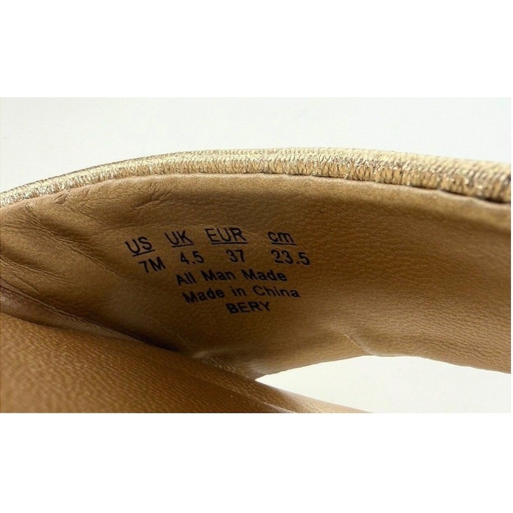 Franco Sarto Gold Metallic Dressy Square Toe Kitten Heel Ankle Strap Sandals 7M - Picture 2 of 8